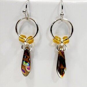 Czechoslovakian Camel Brown Glass Dagger Earrings Lightweight Minimalist